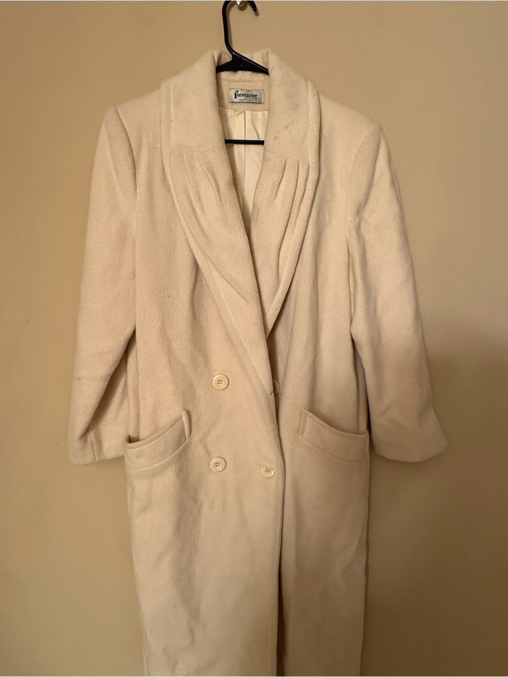 Forever New Cream Double-Breasted Shawl Collar Trench Coat